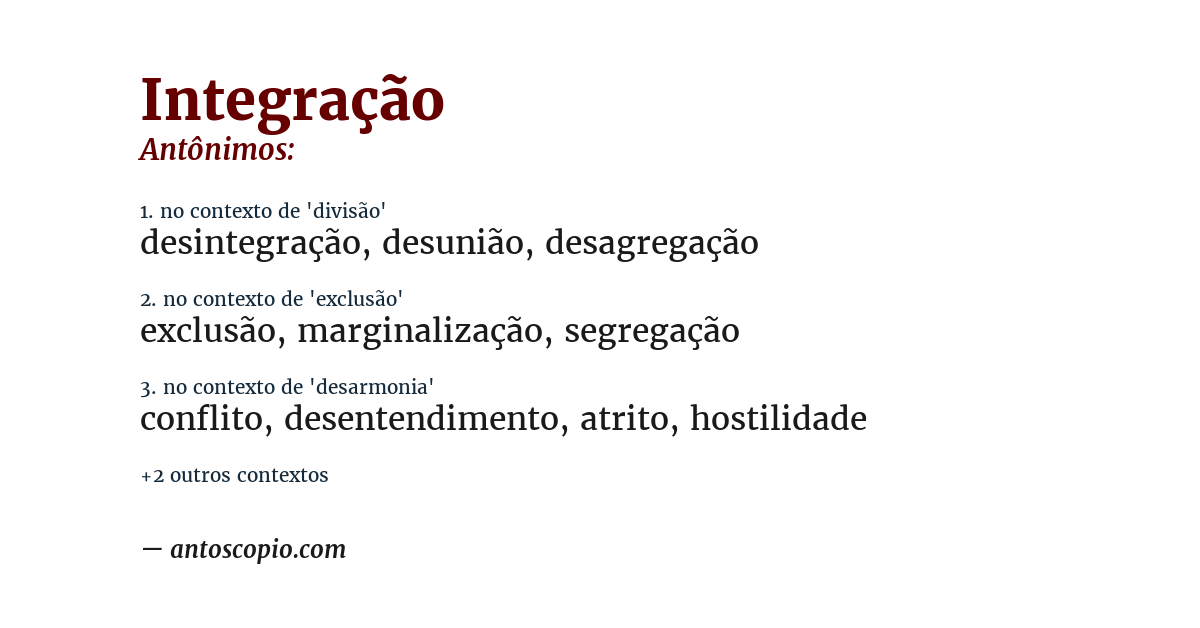 Antônimo de integração