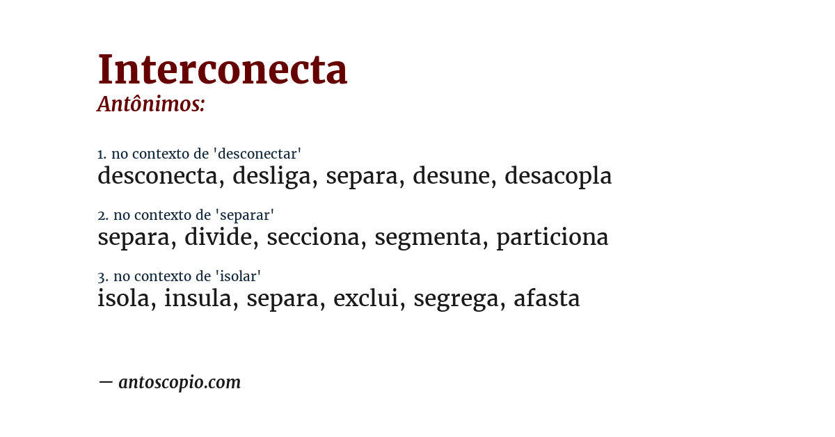 Antônimo de interconecta