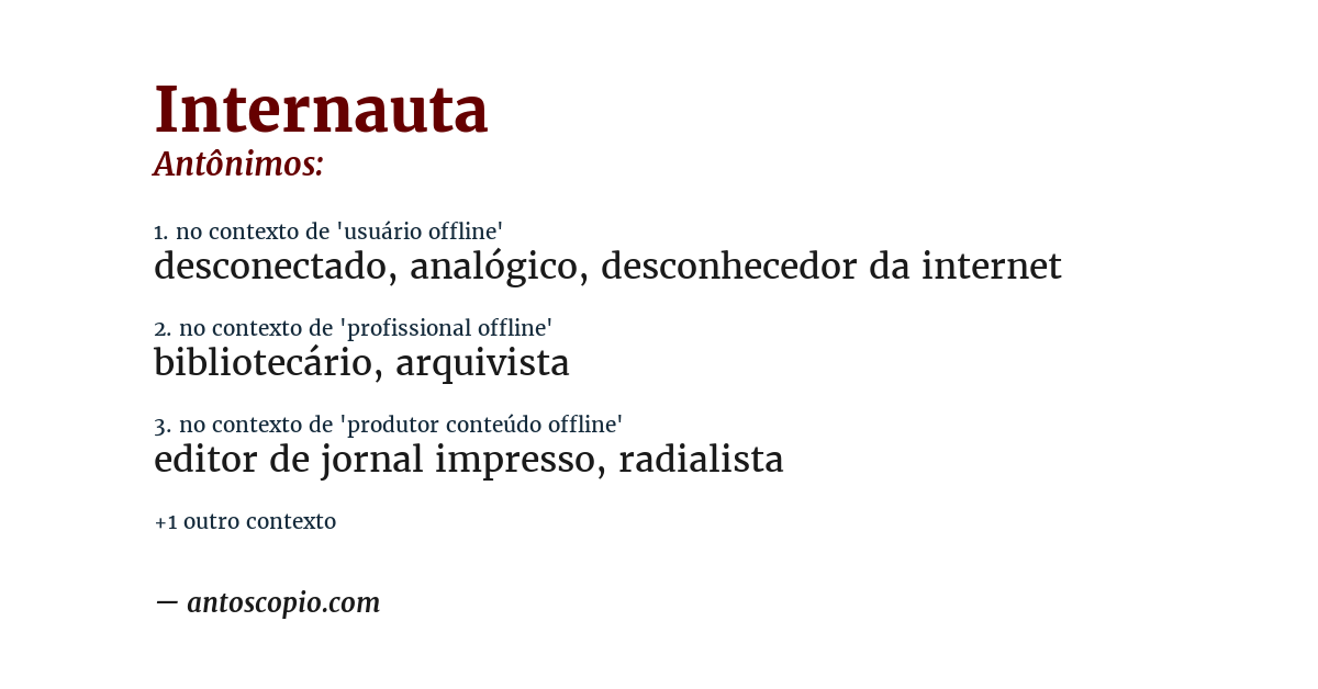 Antônimo de internauta