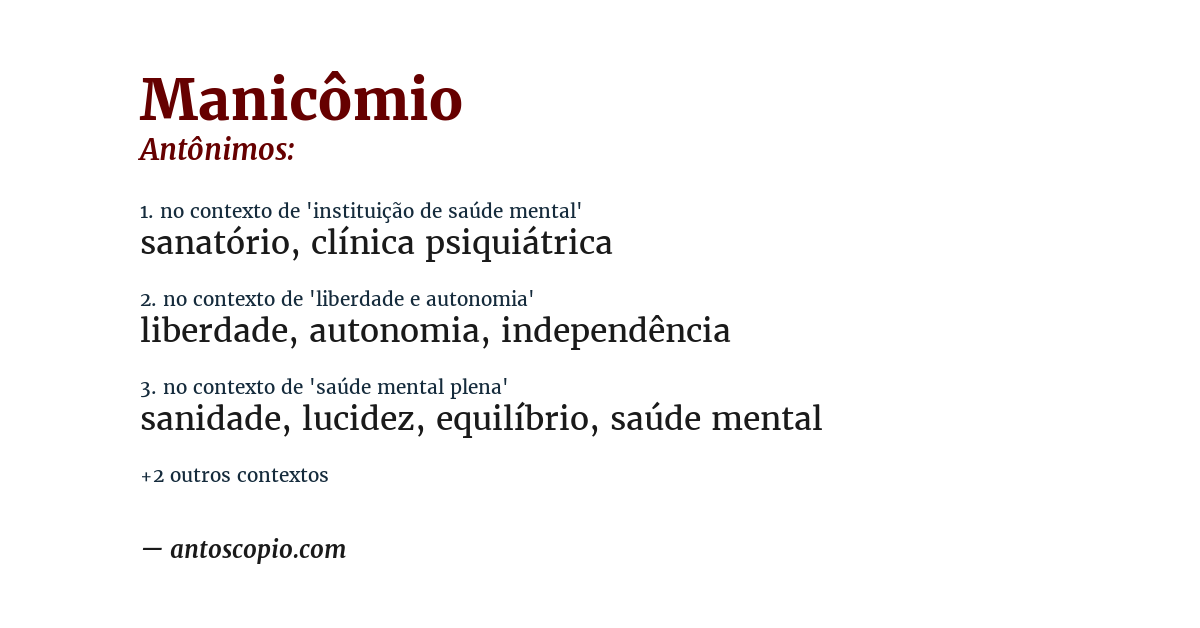 Antônimo de manicômio