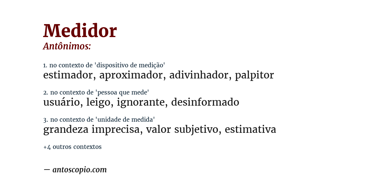 Antônimo de medidor