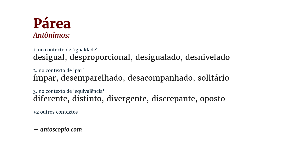 Antônimo de párea
