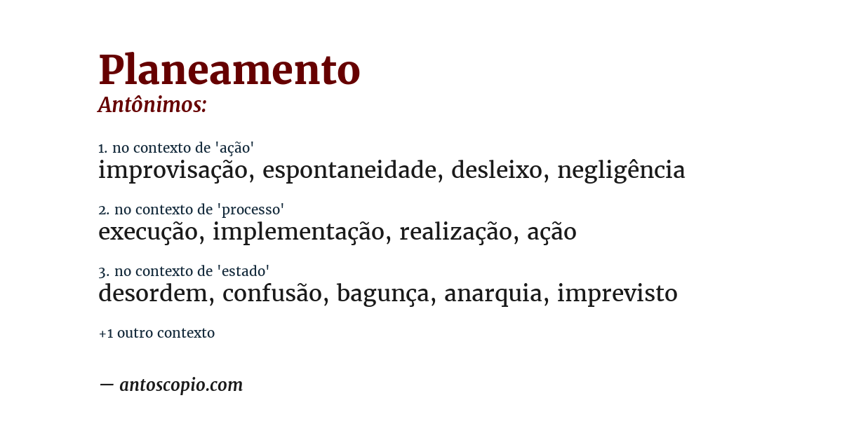 Antônimo de planeamento