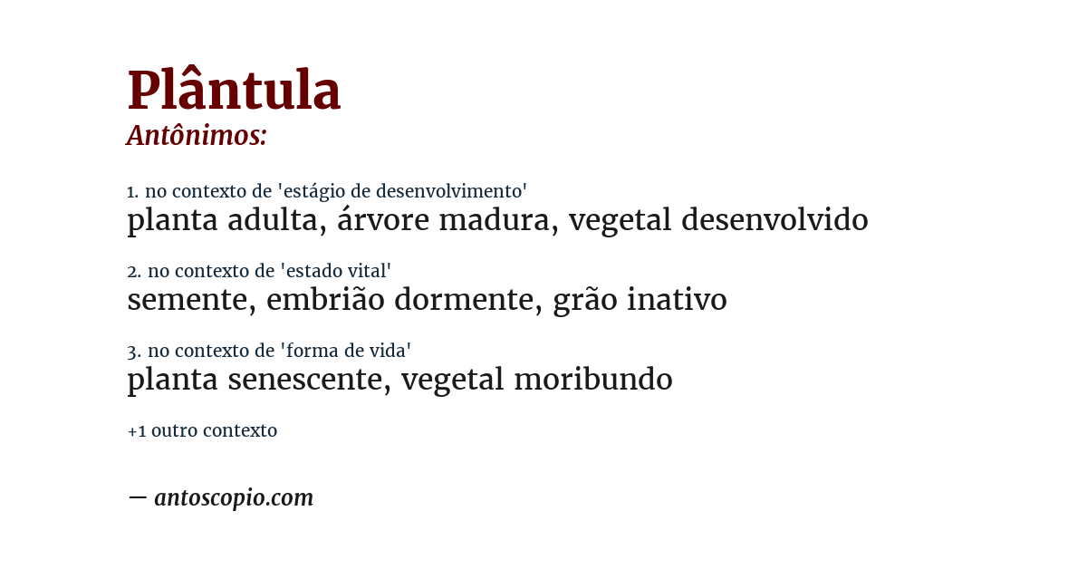 Antônimo de plântula