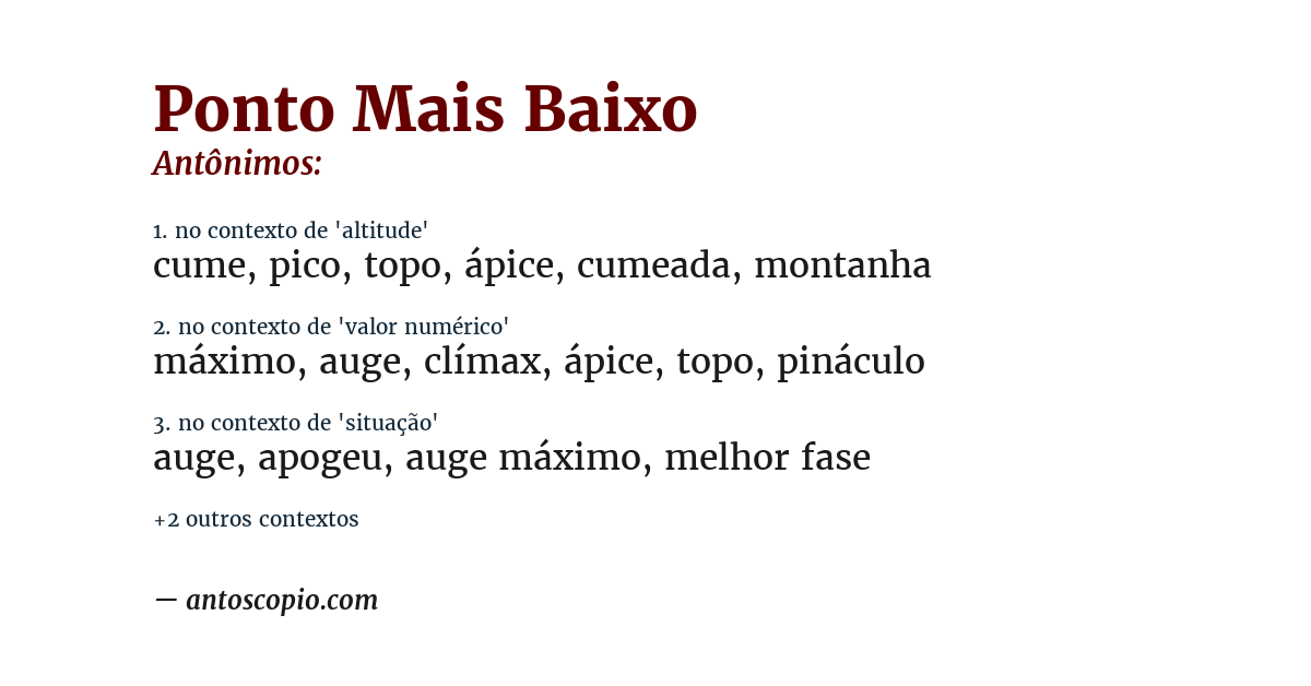 Antônimo de ponto mais baixo