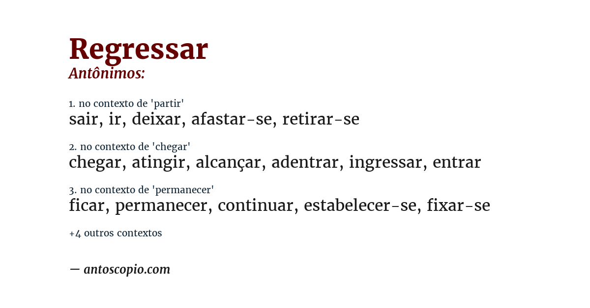 Antônimo de regressar