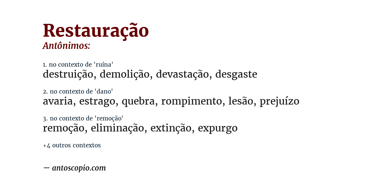 Antônimo de restauração