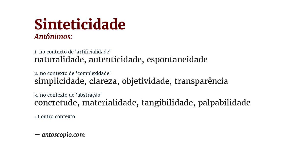 Antônimo de sinteticidade