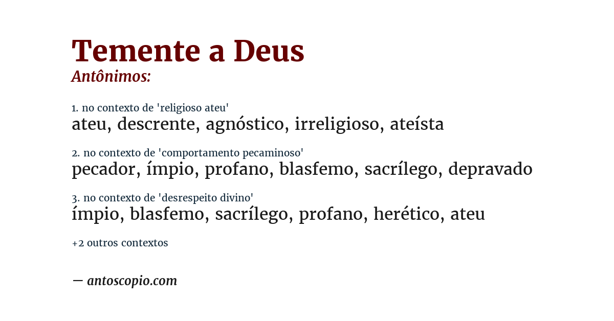 Antônimo de temente a deus