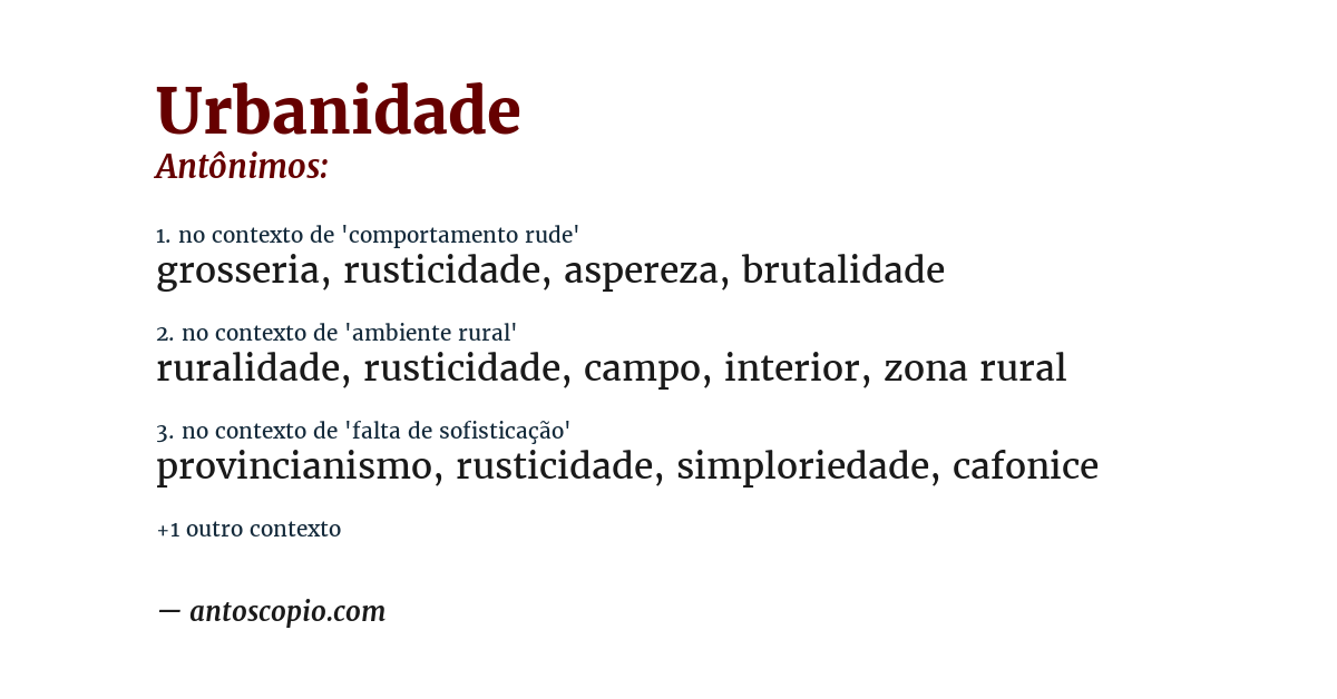 Antônimo de urbanidade