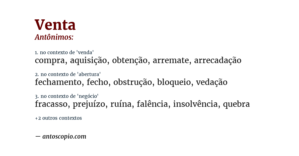 Antônimo de venta