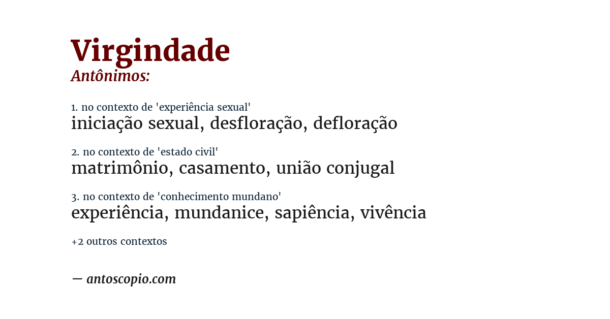 Antônimo de virgindade
