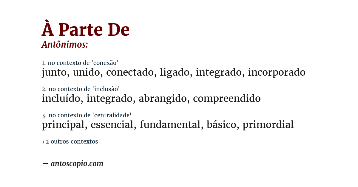 Antônimo de à parte de