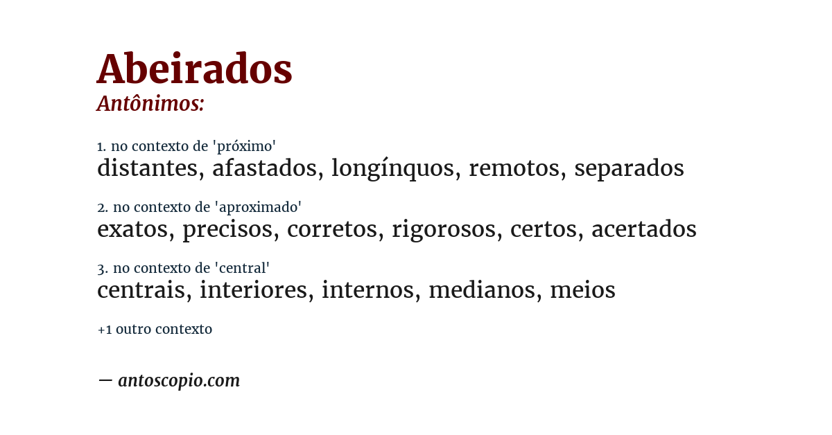Antônimo de abeirados