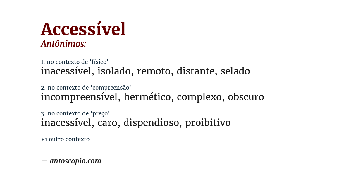 Antônimo de accessível