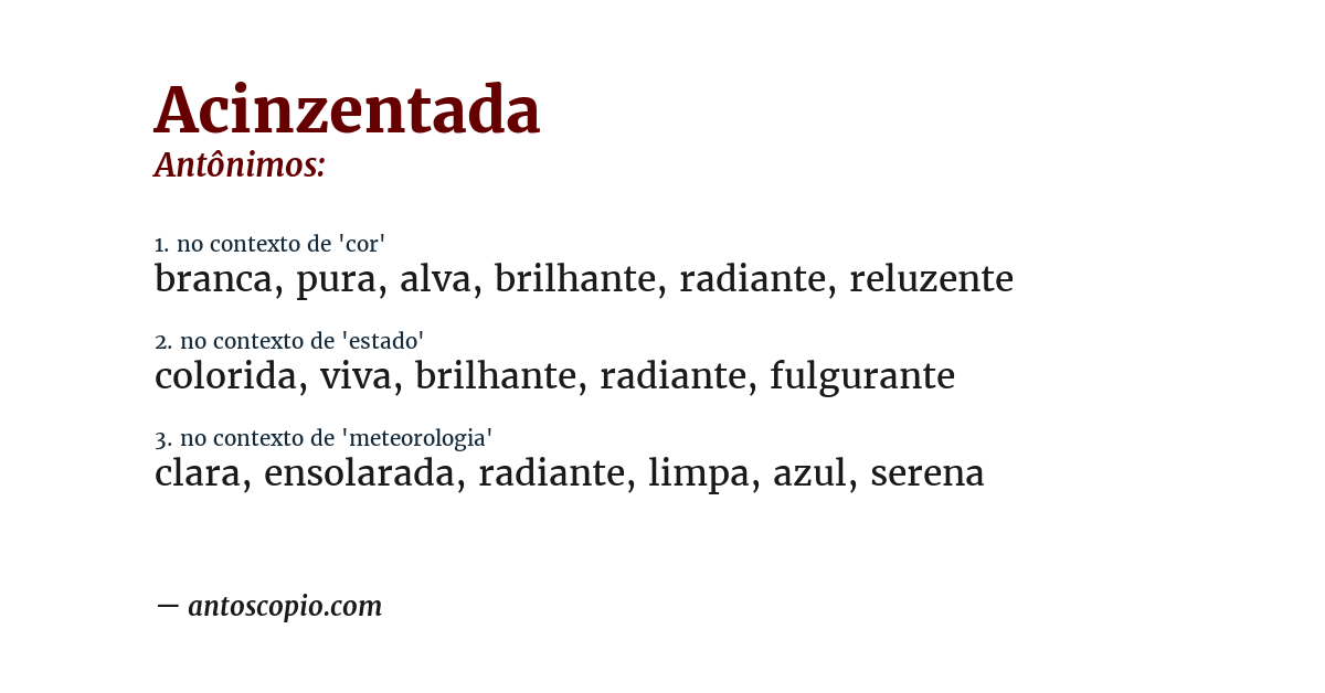 Antônimo de acinzentada