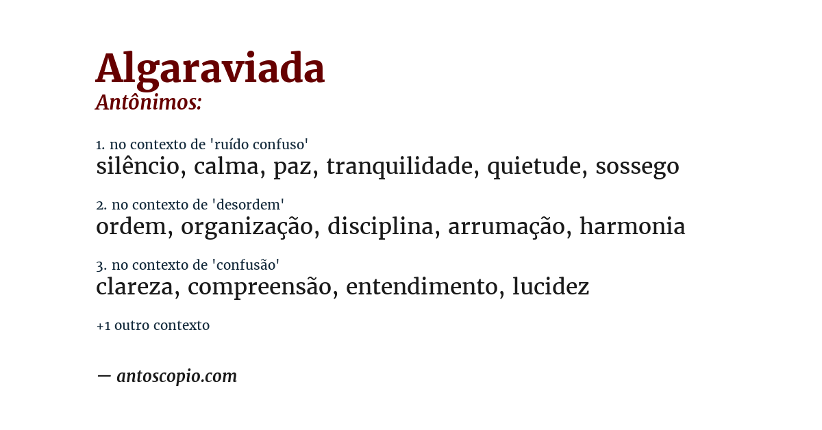 Antônimo de algaraviada