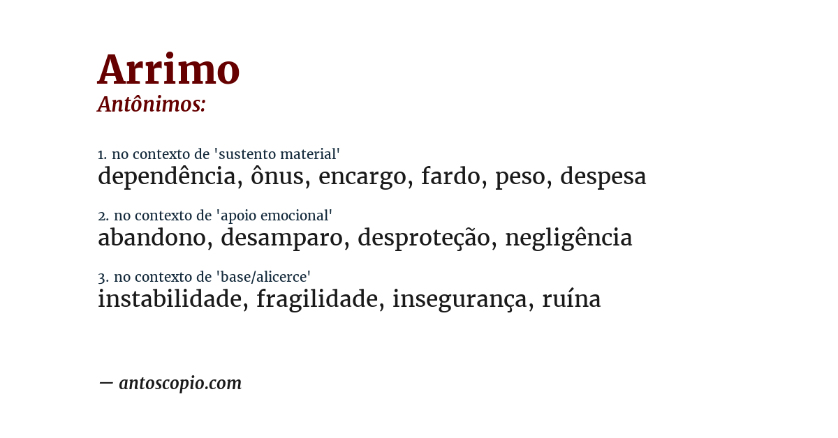Antônimo de arrimo
