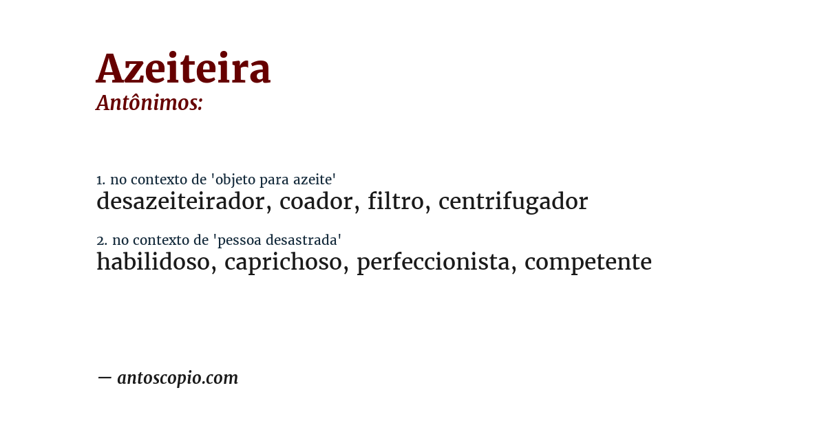 Antônimo de azeiteira