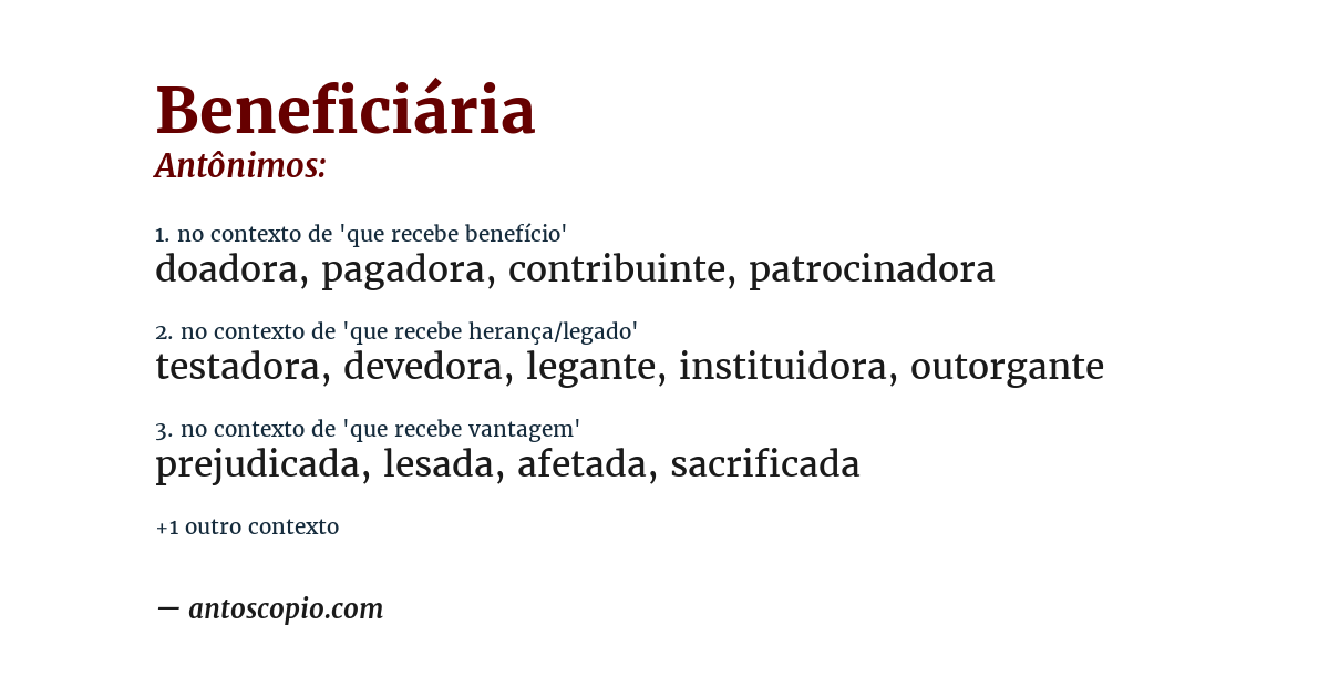 Antônimo de beneficiária