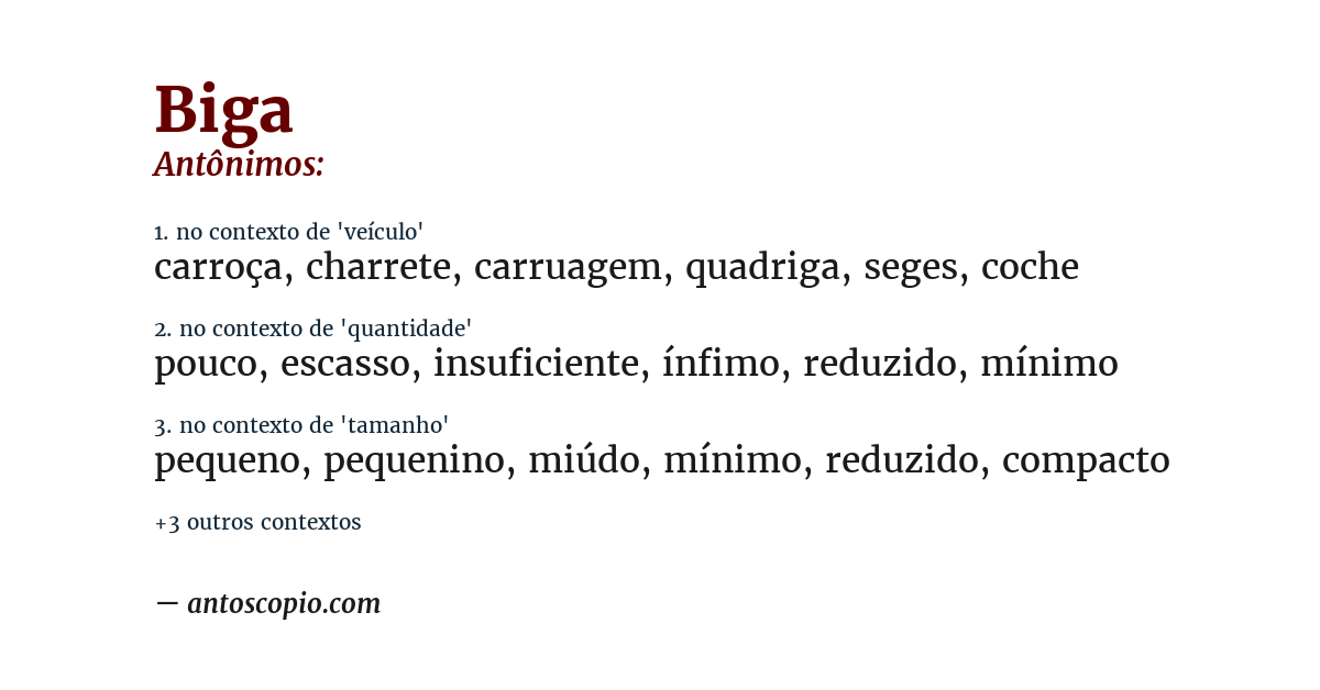 Antônimo de biga