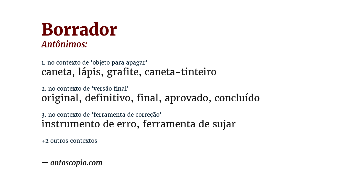Antônimo de borrador