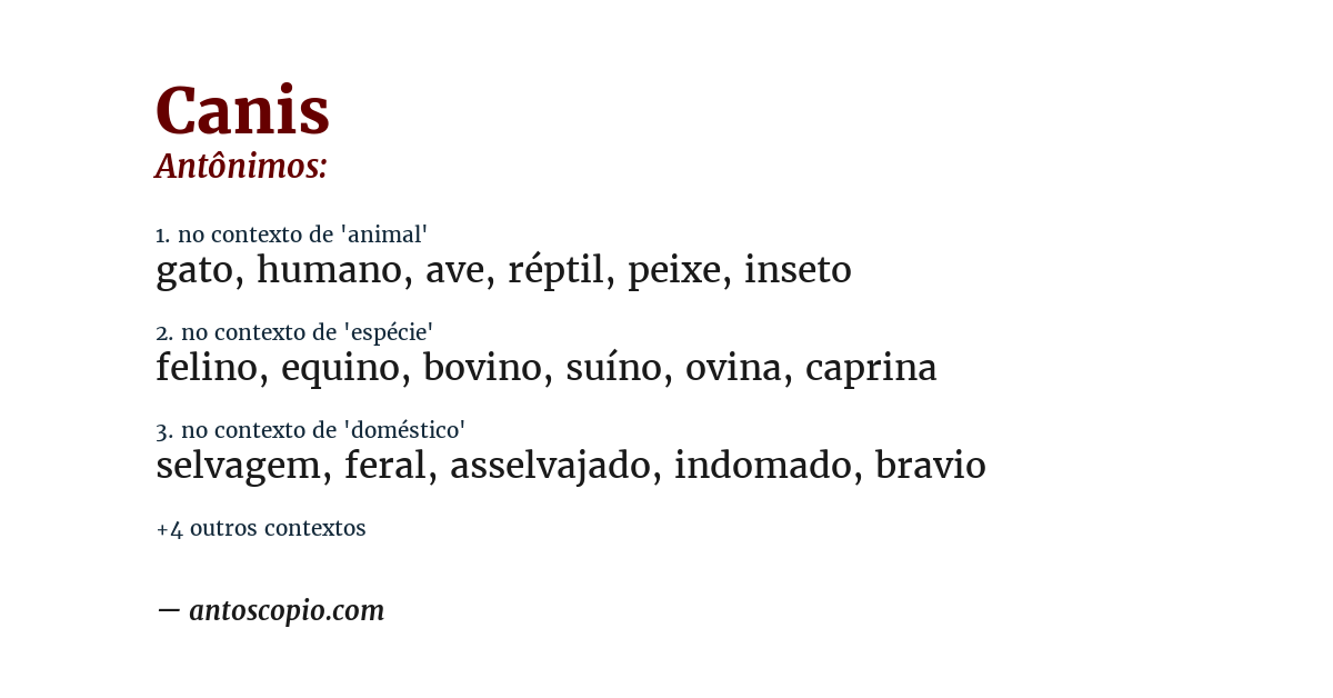 Antônimo de canis