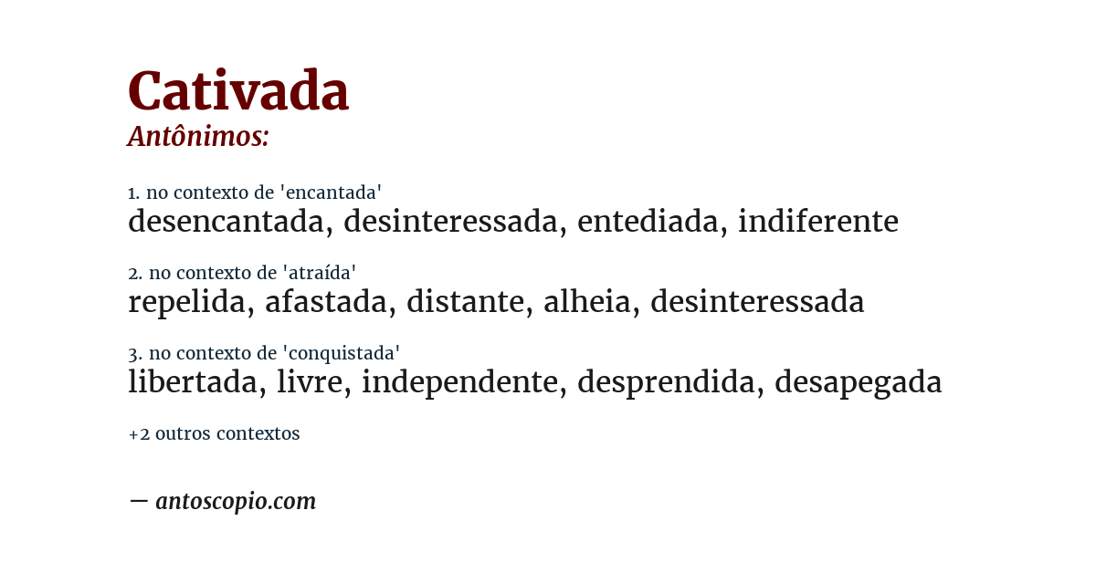 Antônimo de cativada