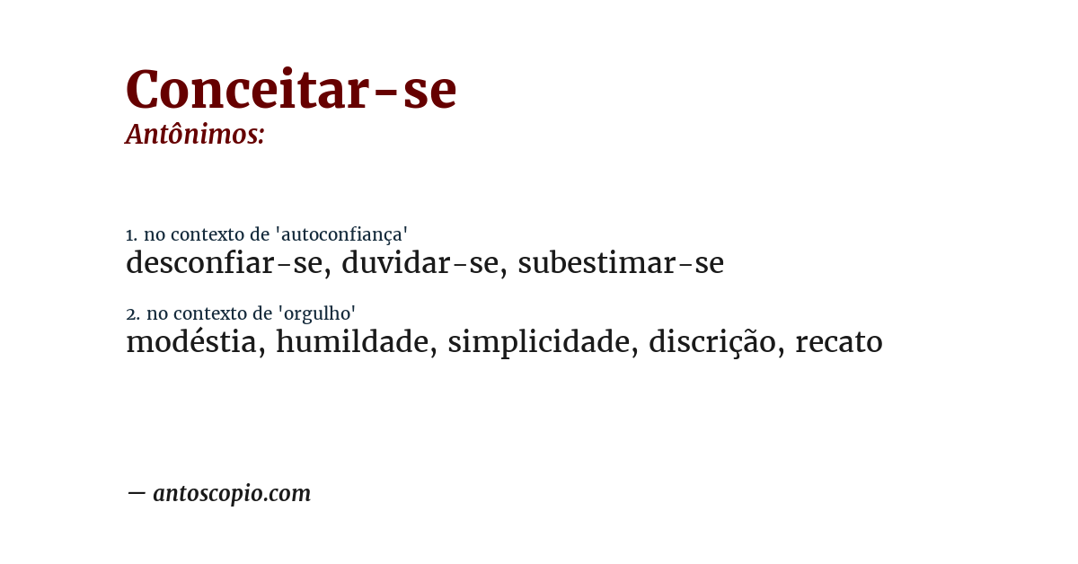 Antônimo de conceitar-se