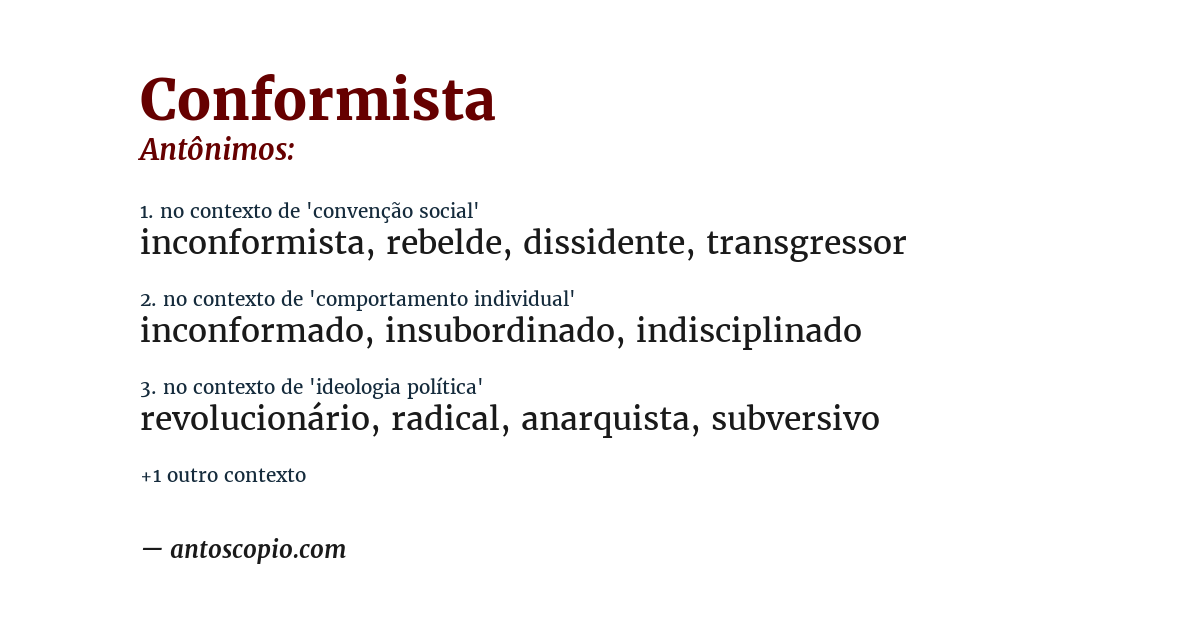 Antônimo de conformista