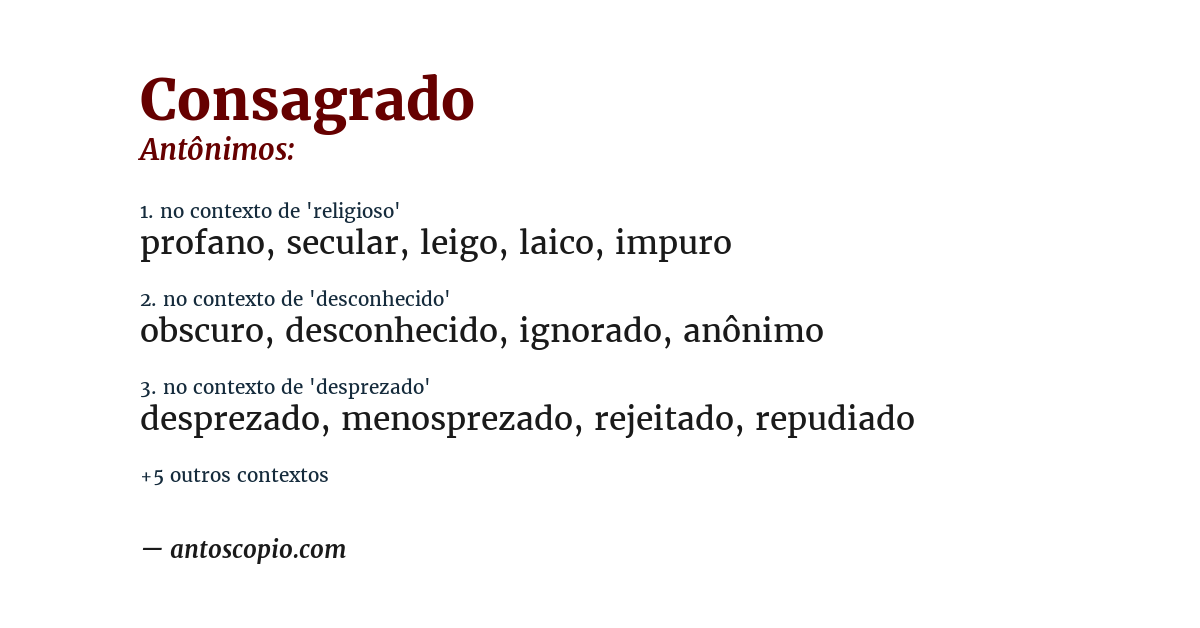 Antônimo de consagrado