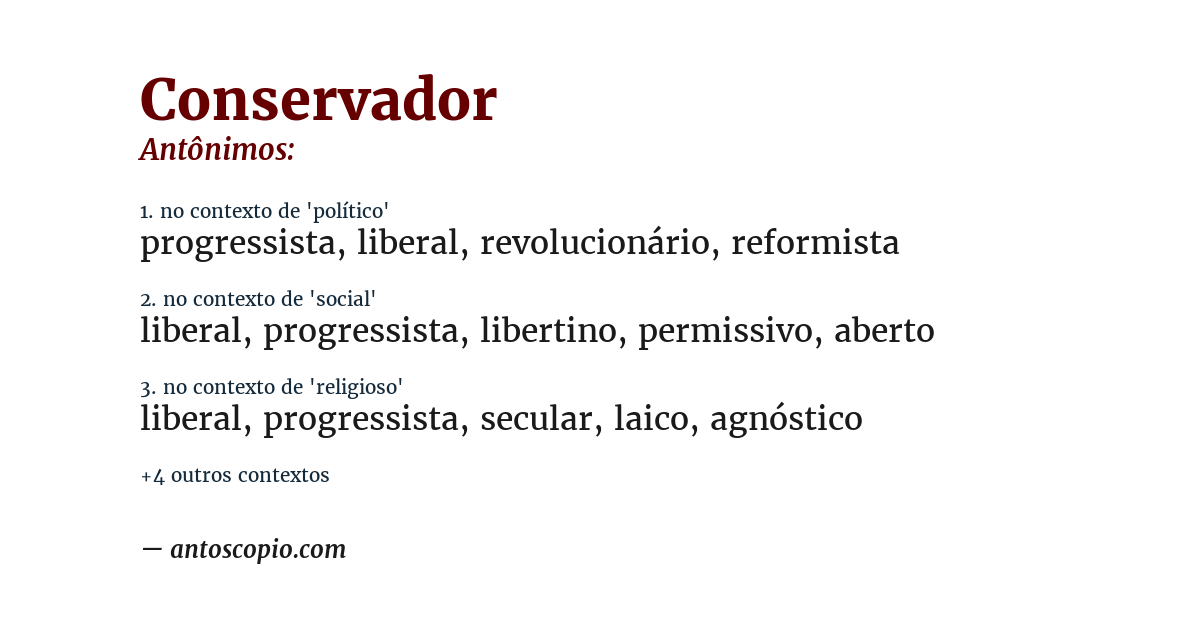 Antônimo de conservador