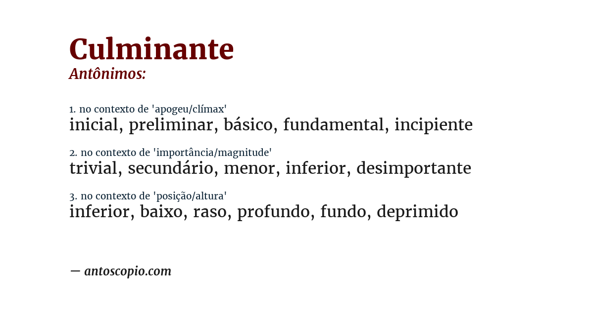 Antônimo de culminante