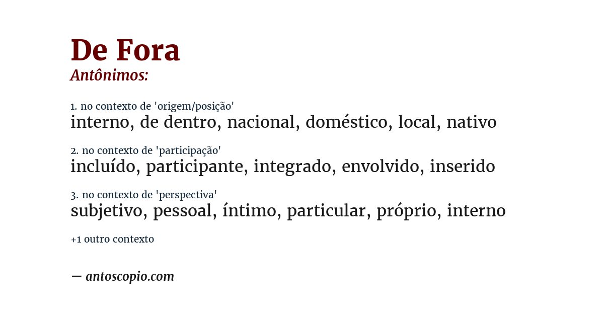 Antônimo de de fora