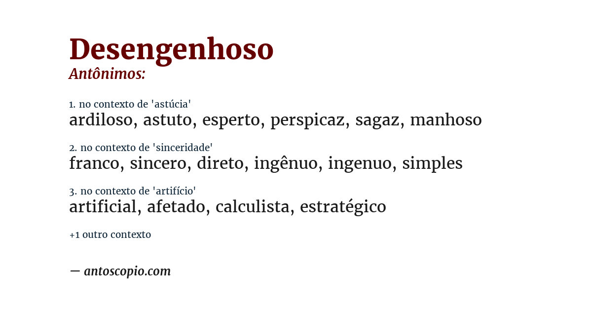 Antônimo de desengenhoso