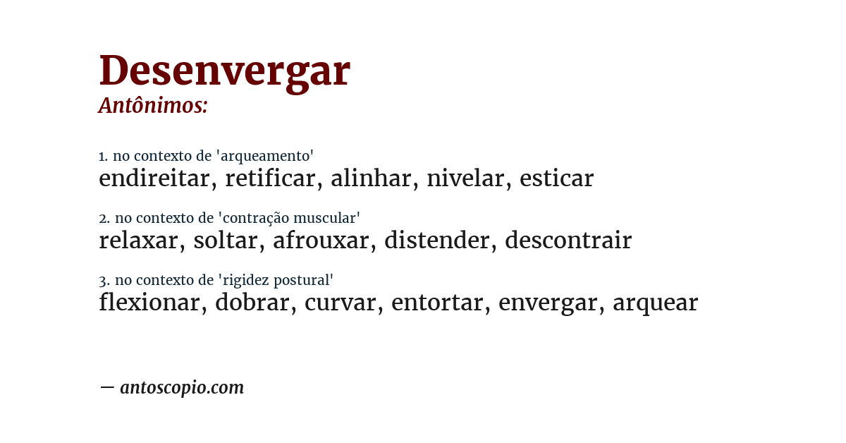 Antônimo de desenvergar