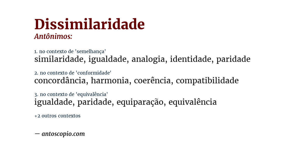 Antônimo de dissimilaridade
