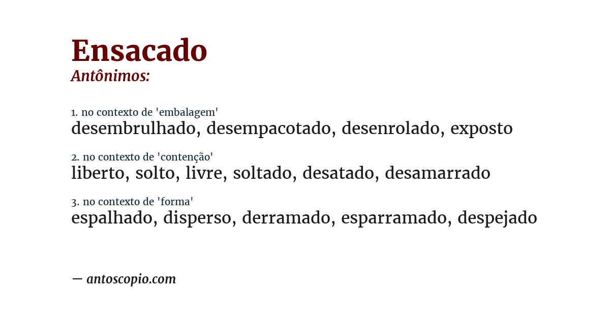Antônimo de ensacado