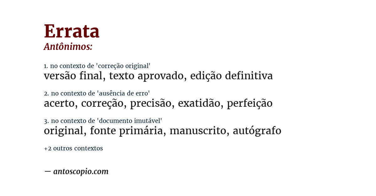 Antônimo de errata