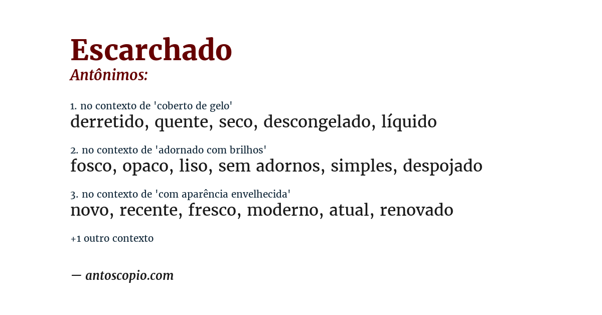 Antônimo de escarchado