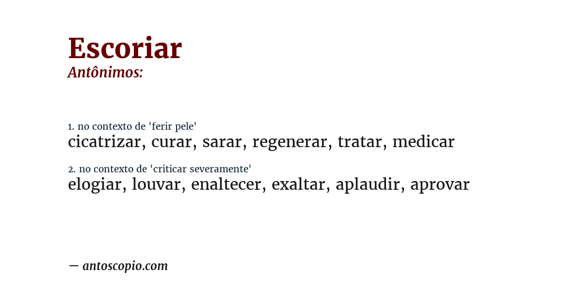 Antônimo de escoriar