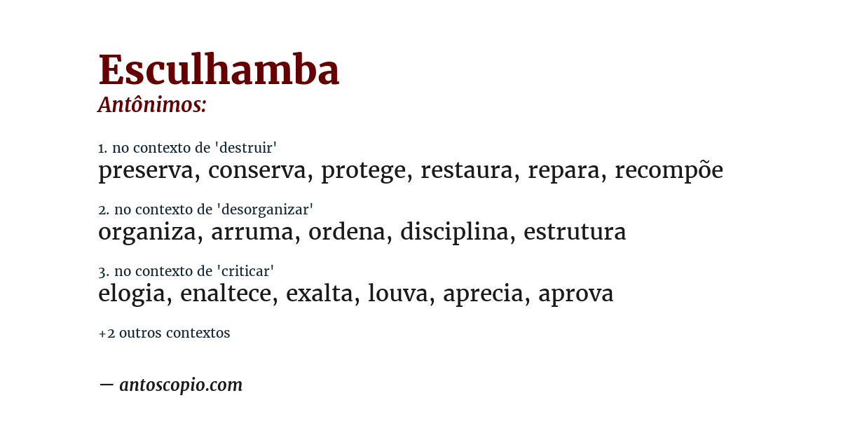 Antônimo de esculhamba