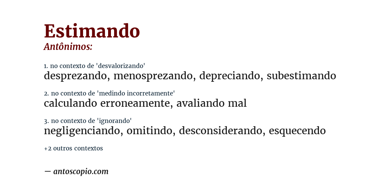 Antônimo de estimando