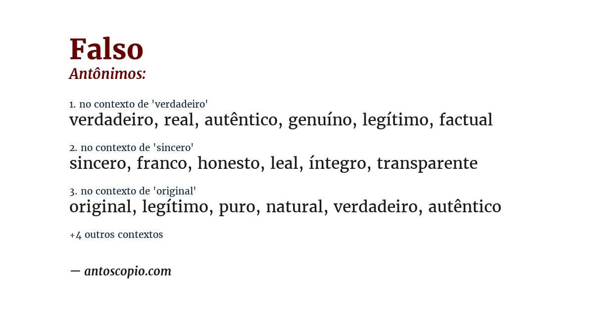 Antônimo de falso