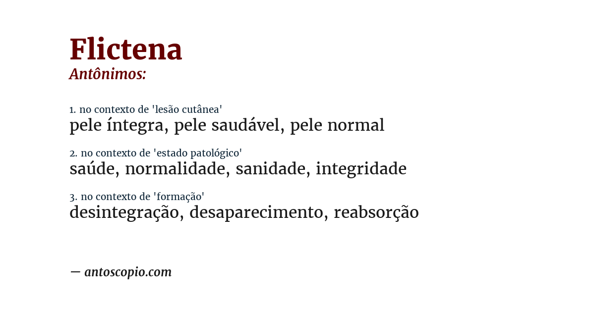 Antônimo de flictena