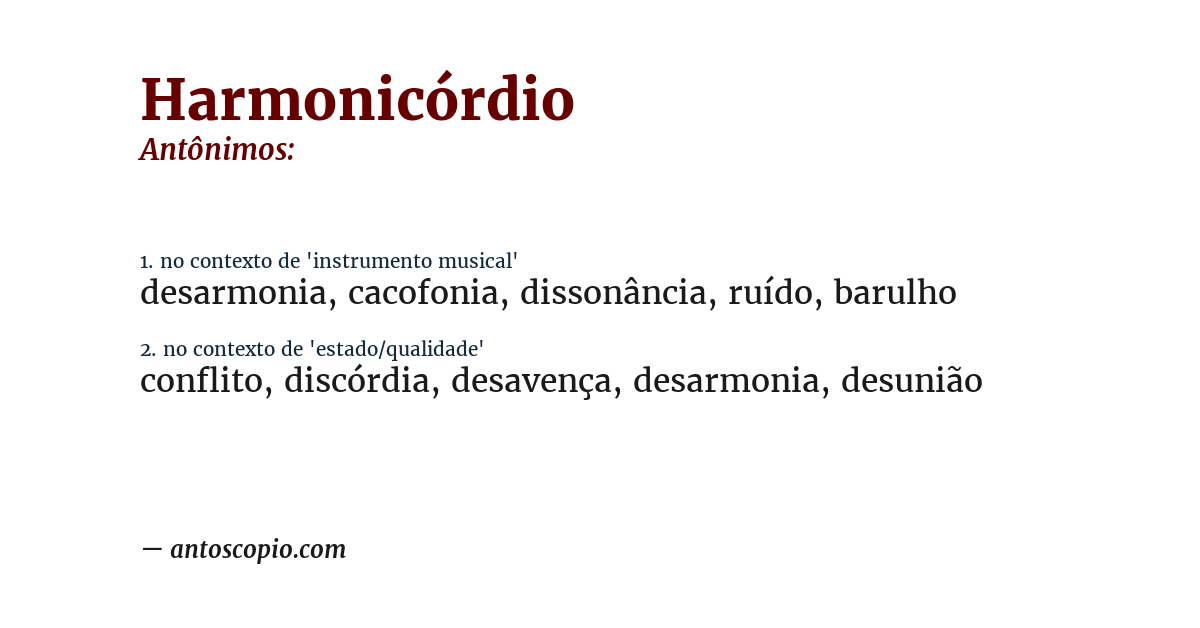 Antônimo de harmonicórdio