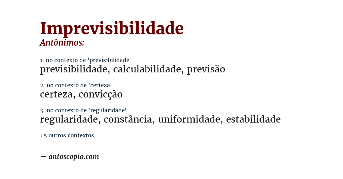 Antônimo de imprevisibilidade