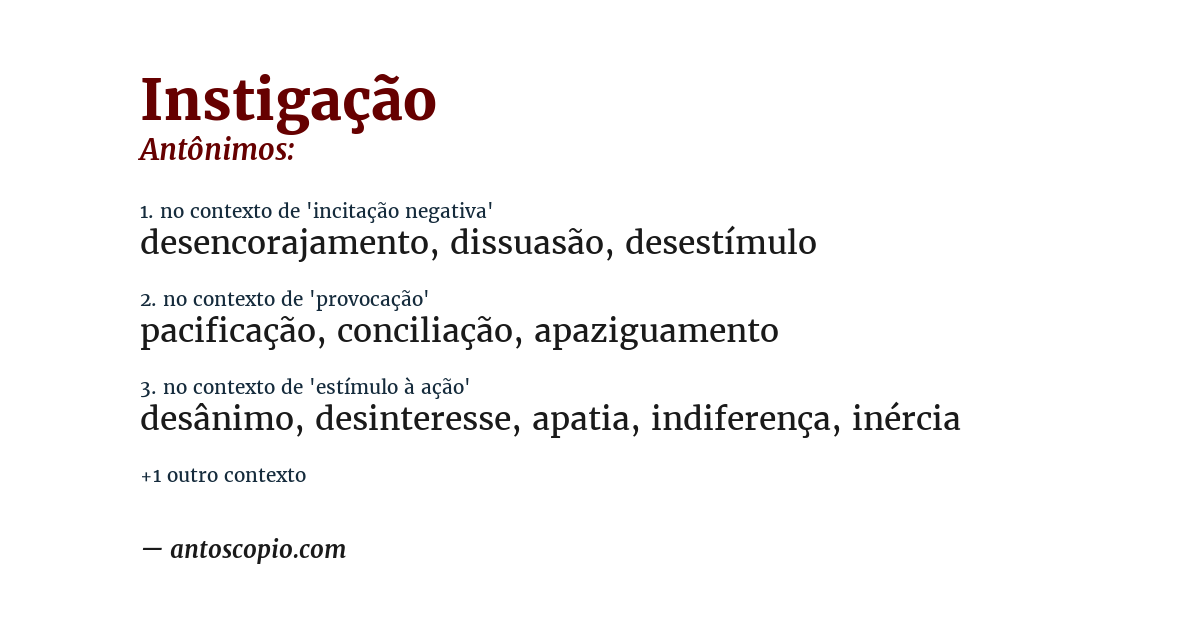 Antônimo de instigação