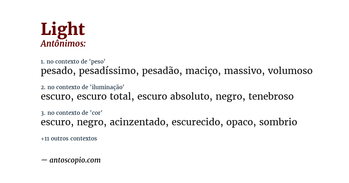 Antônimo de light