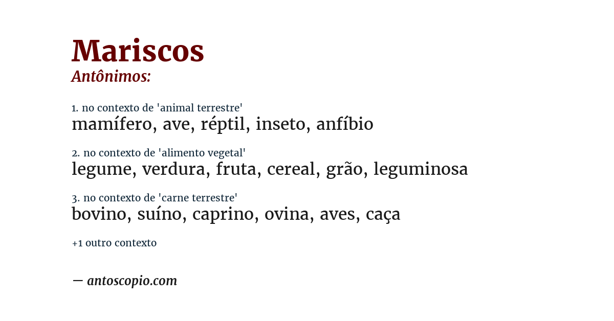 Antônimo de mariscos